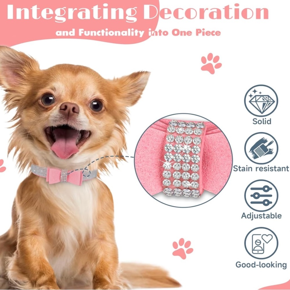 Crystal Dog Collar with Bow